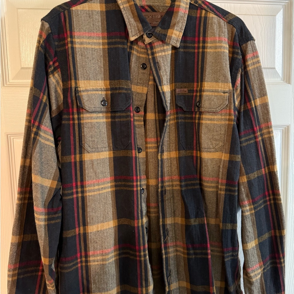 Orvis Brown and Red Herringbone Shirt